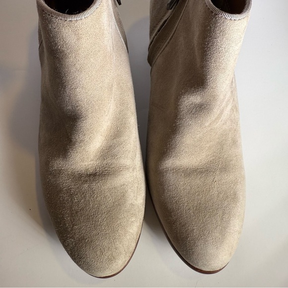 Women's Sam Edelman Size9 Tan Grey Ankle Suede Leather Boots Pre Owned - Picture 9 of 9